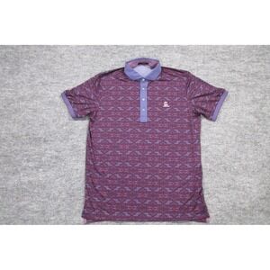 Greyson Polo Shirt Mens Large Purple Wolf Print Stretch Golf Performance